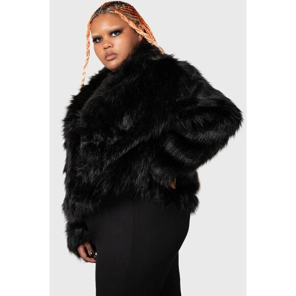 Killstar Womens Faux Fur Coat Jacket 4XL 4X Nightmare Nemesis Cropped Black NWT - Picture 3 of 11